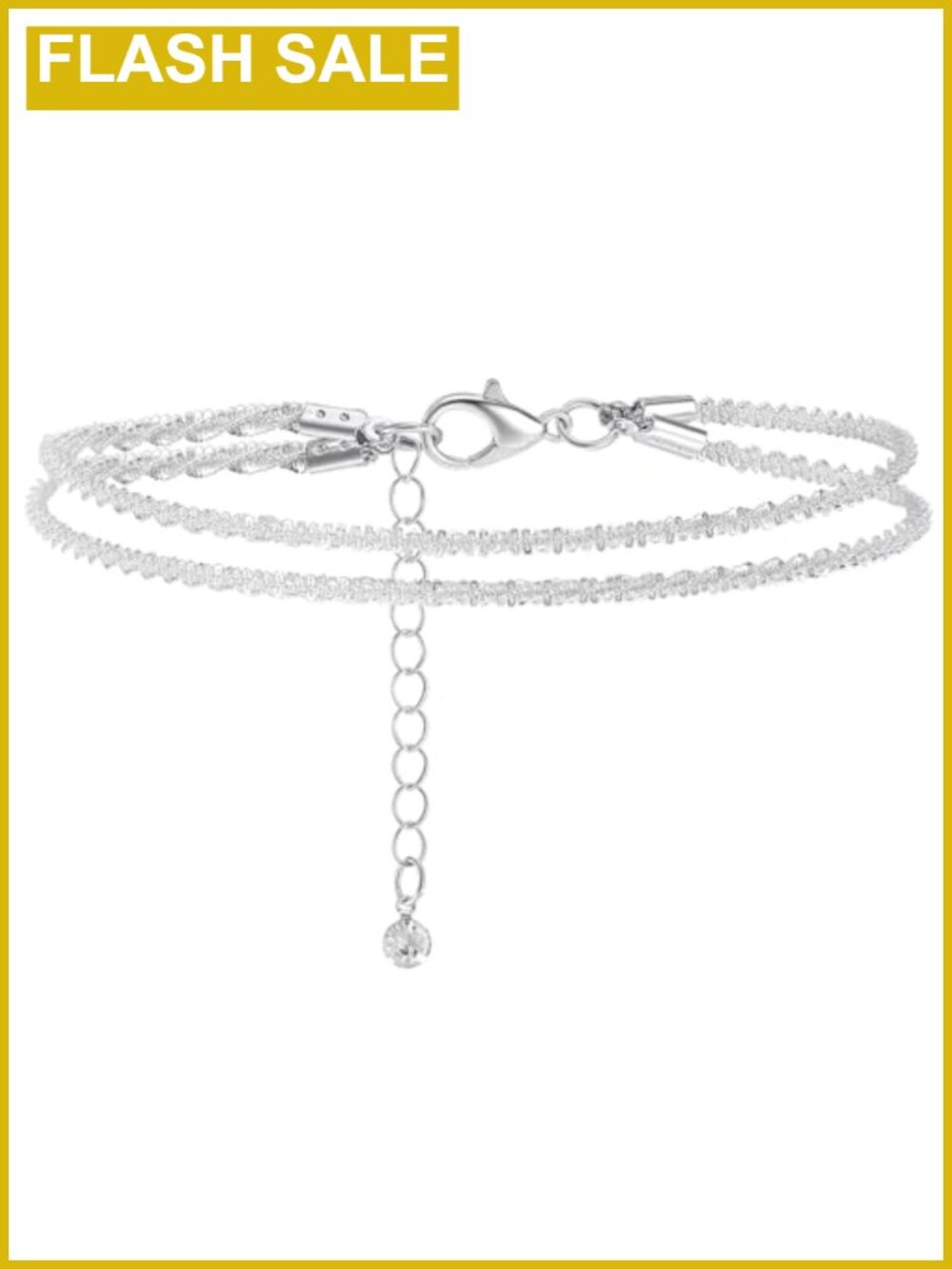 2 Pack Silver Anklets for Women Adjustable Copper Chain Ankle Bracelets